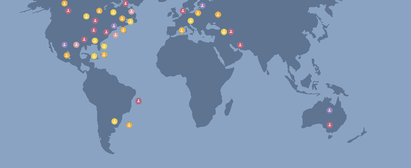 Map of clinicians in the referral network worldwide
